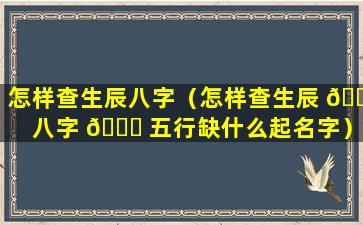 怎样查生辰八字（怎样查生辰 🌼 八字 🐛 五行缺什么起名字）